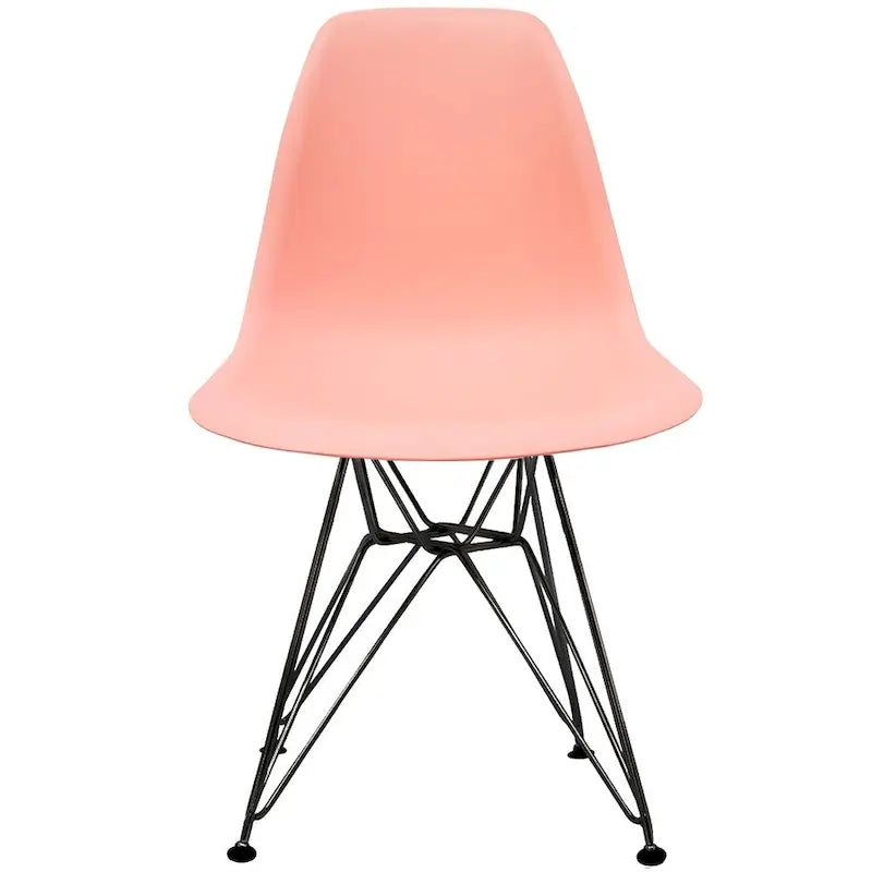 Modern Plastic Accent Designer Side Dining Matte Chair With Dark Black Wire Chrome Legs Base