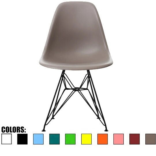 Modern Plastic Accent Designer Side Dining Matte Chair With Dark Black Wire Chrome Legs Base