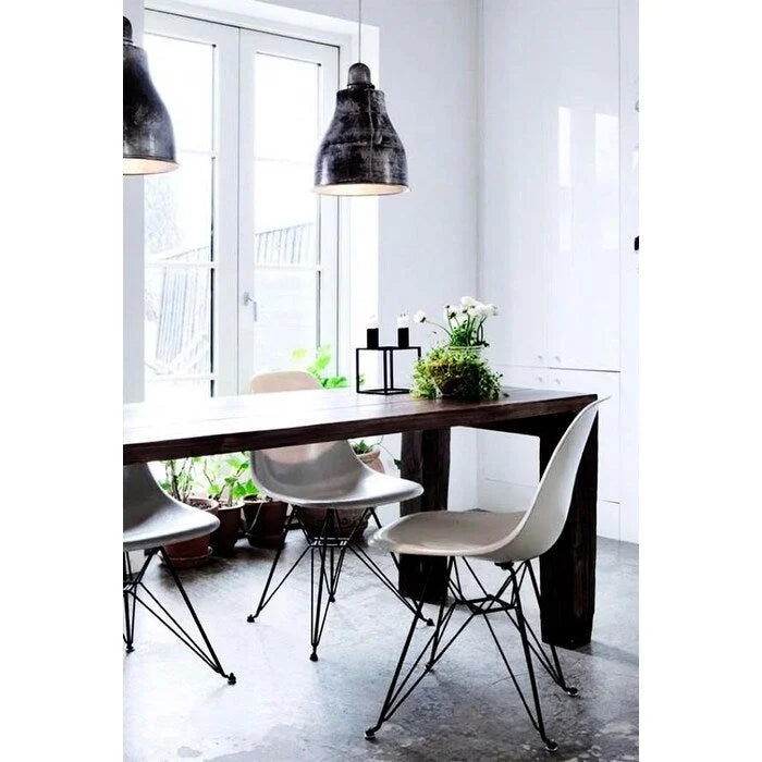 Modern Plastic Accent Designer Side Dining Matte Chair With Dark Black Wire Chrome Legs Base