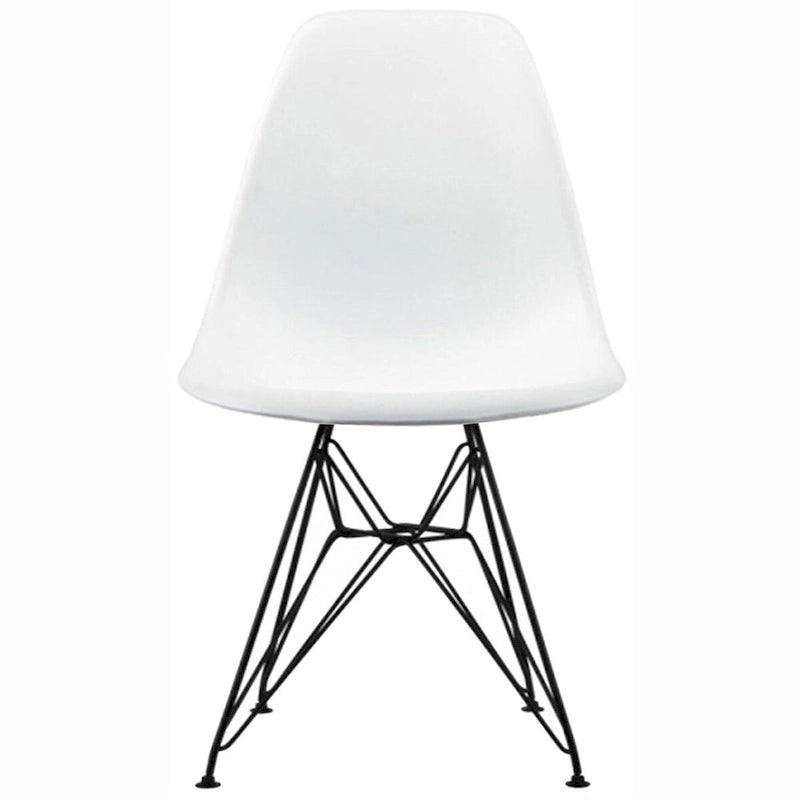 Modern Plastic Accent Designer Side Dining Matte Chair With Dark Black Wire Chrome Legs Base