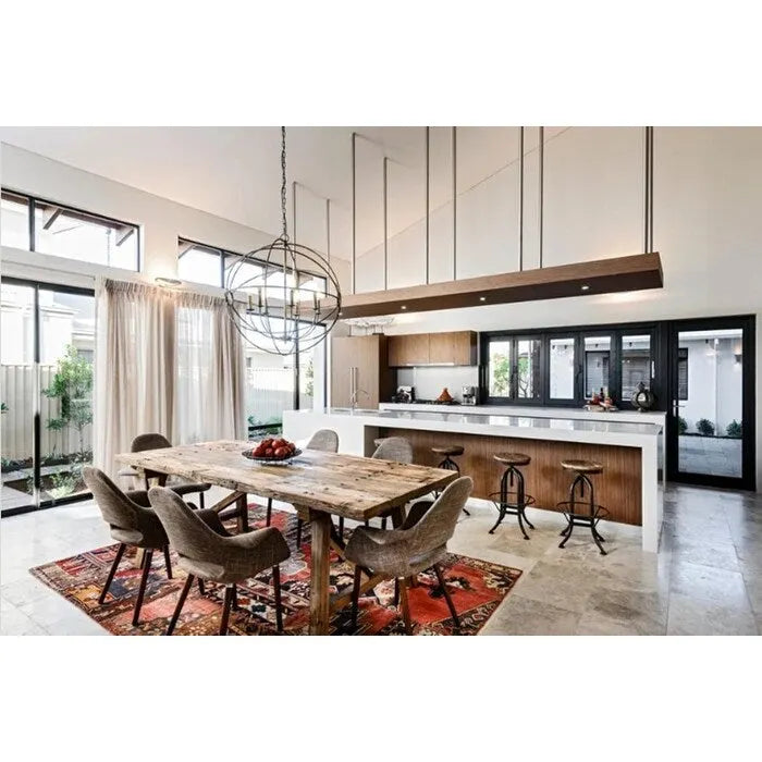 Mid Century Modern Upholstered Organic Dining Armchair with Wooden Walnut Legs