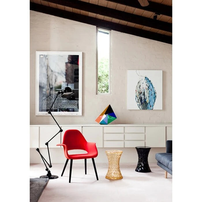 Mid Century Modern Upholstered Organic Dining Armchair with Wooden Walnut Legs