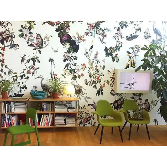 Mid Century Modern Upholstered Organic Dining Armchair with Wooden Walnut Legs