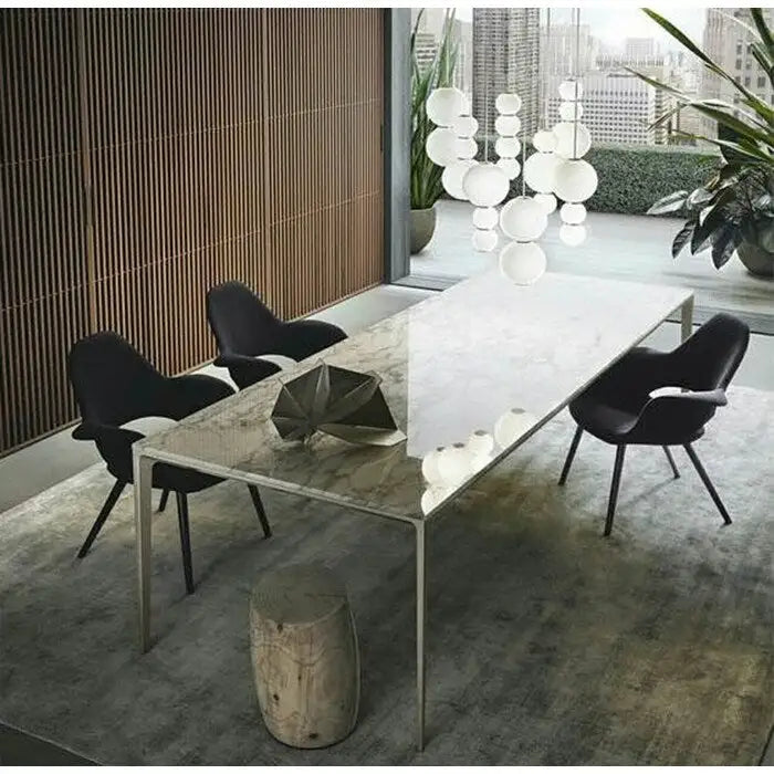 Mid Century Modern Upholstered Organic Dining Armchair with Wooden Walnut Legs