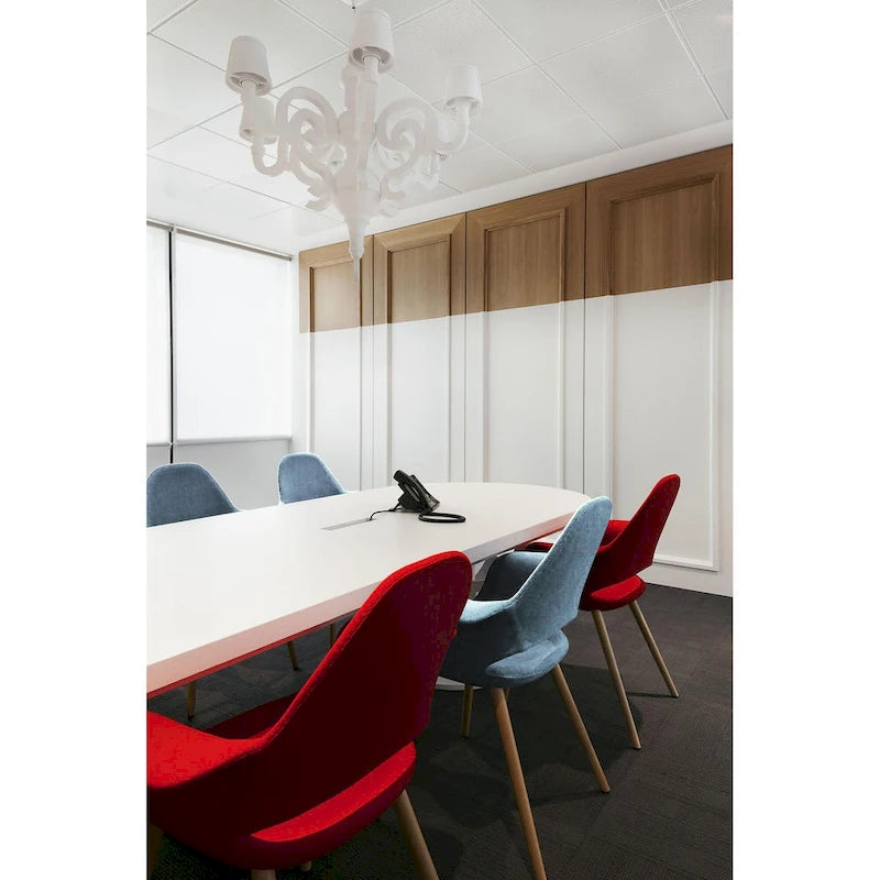 Mid Century Modern Upholstered Organic Dining Armchair with Wooden Walnut Legs