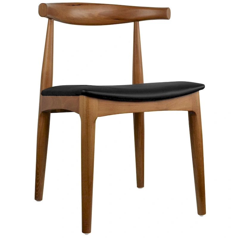Solid Real Wood PU Leather Cushion Elbow Dining Chair Kitchen Padded Seat Bedroom Hotel Restaurant Work