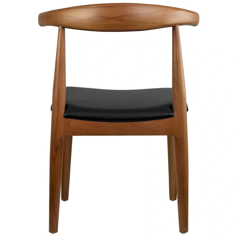 Solid Real Wood PU Leather Cushion Elbow Dining Chair Kitchen Padded Seat Bedroom Hotel Restaurant Work