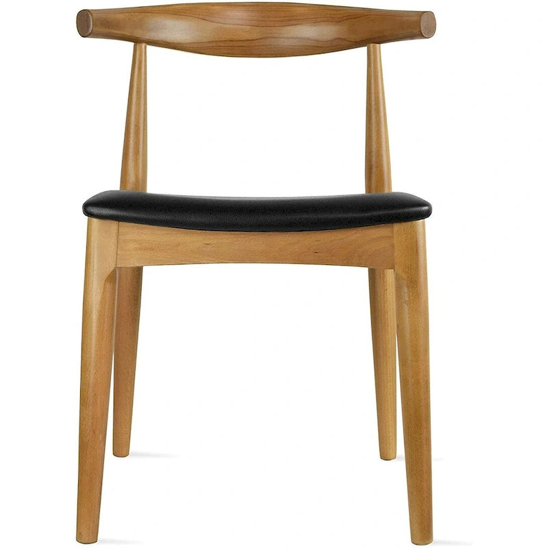 Solid Real Wood PU Leather Cushion Elbow Dining Chair Kitchen Padded Seat Bedroom Hotel Restaurant Work