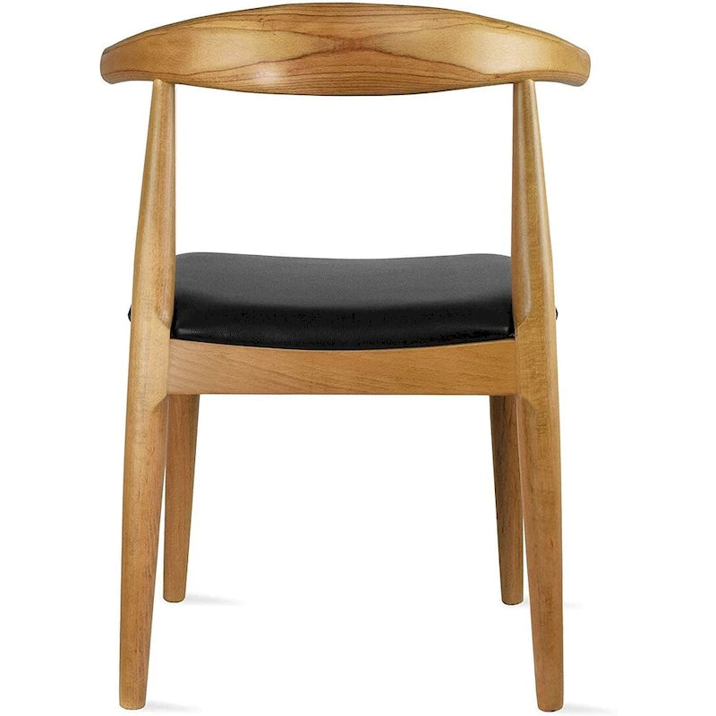 Solid Real Wood PU Leather Cushion Elbow Dining Chair Kitchen Padded Seat Bedroom Hotel Restaurant Work