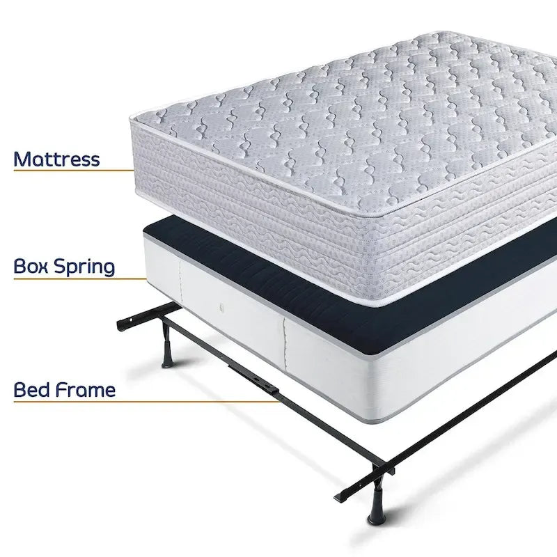 Clara Clark Expandable 4-Leg Support Metal Bed Frame - Queen, Full, Twin