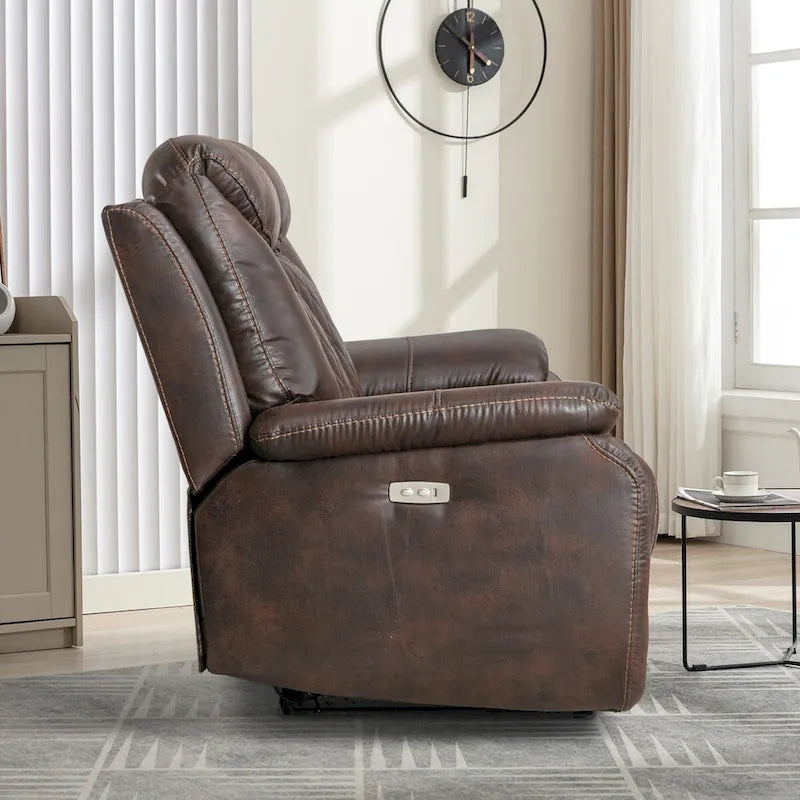 Ebello Leather Electric Power Recliner with Comfortable Footrest for Living Room