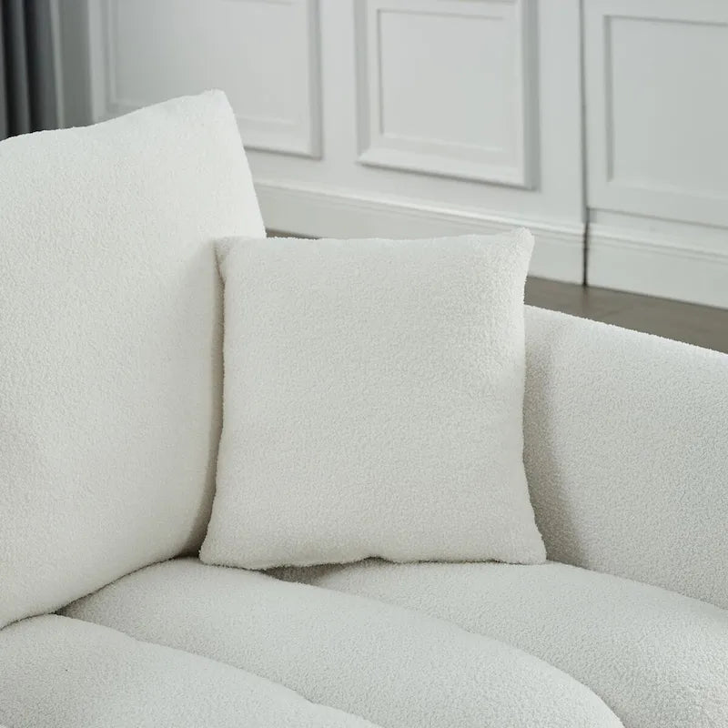82 in Teddy Fabric Sofa Couch with 3 Back Pillows and 3 back Cushions Solid Wood Frame