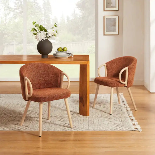 Art Leon Modern Fabric Accent Dining Wood Chair (Set of 2)