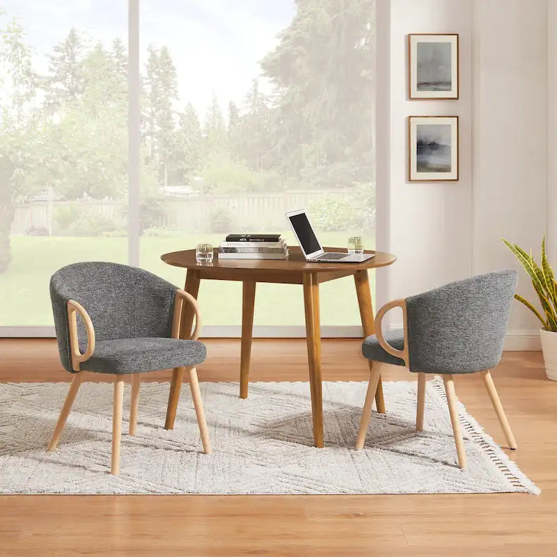 Art Leon Modern Fabric Accent Dining Wood Chair (Set of 2)