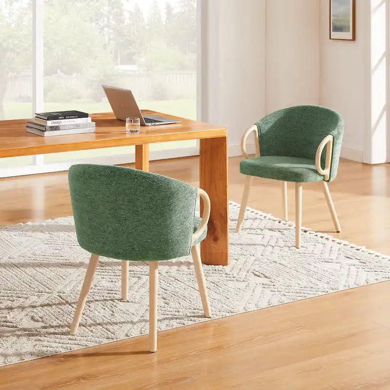 Art Leon Modern Fabric Accent Dining Wood Chair (Set of 2)