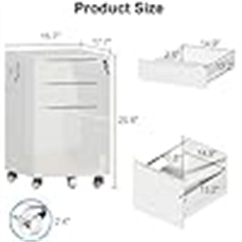 High Glossy File Cabinet - 17.72D x 15.75W x 25.59H