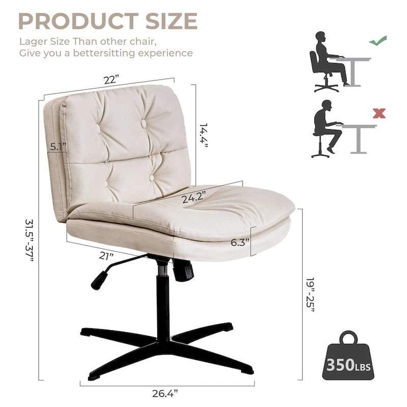 Large Size Armless Home Office Desk Chair No Wheels