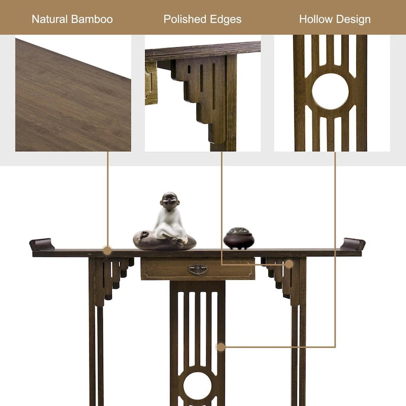Classic Console Table with Drawer Bottom Shelf for Entryway Foyer