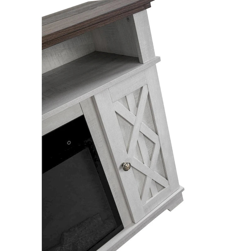 48 in. White TV Stand for TVs up to 55 in. with Electric Fireplace
