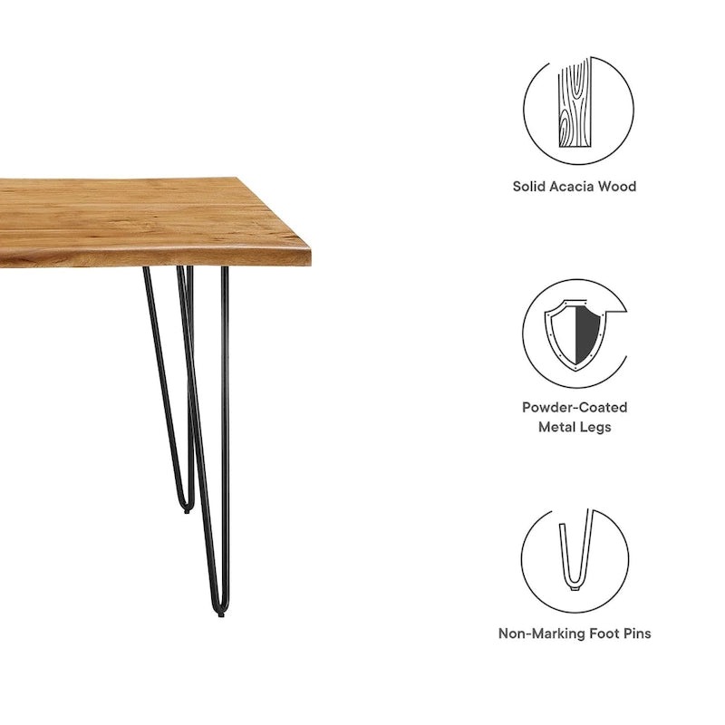 Ardor 60 Live Edge Acacia Wood Dining Table - Black Natural