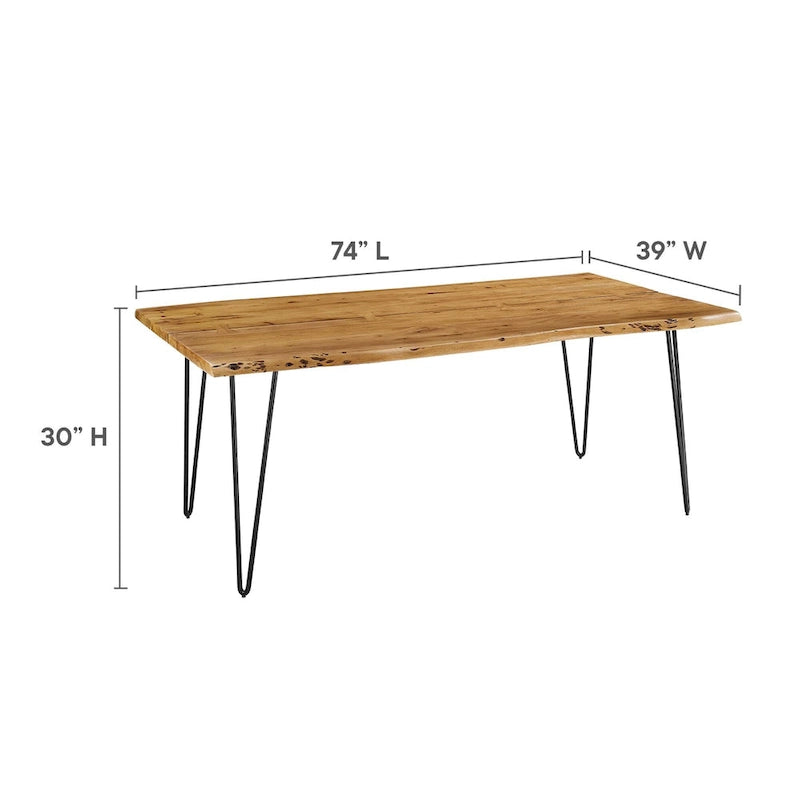 Ardor 60 Live Edge Acacia Wood Dining Table - Black Natural