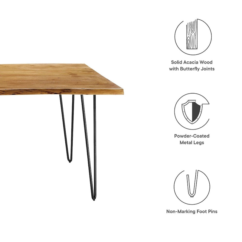Ardor 60 Live Edge Acacia Wood Dining Table - Black Natural