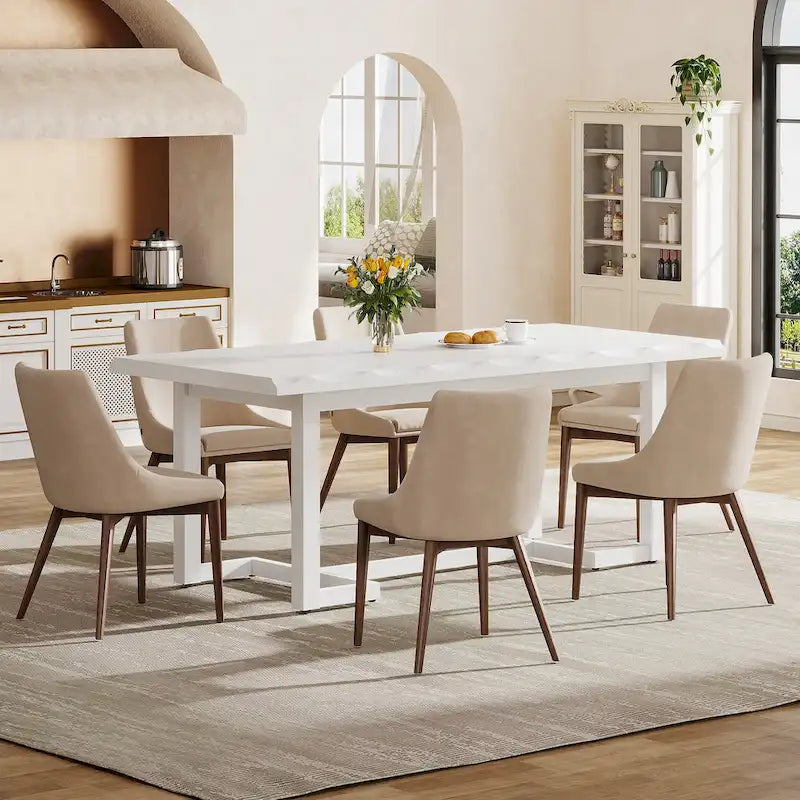 62.2-inch Rectangular Dining Table with Solid Wood Legs for Kitchen