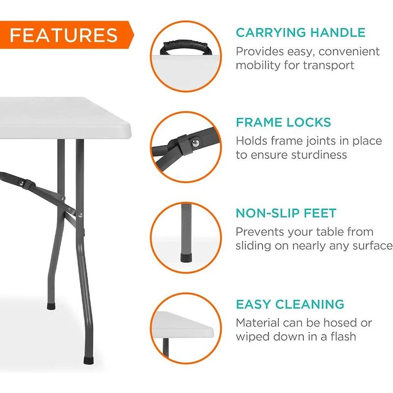 8 ft. Multi-Functional Fold-in-Half Table with Durable Resin Surface - 1