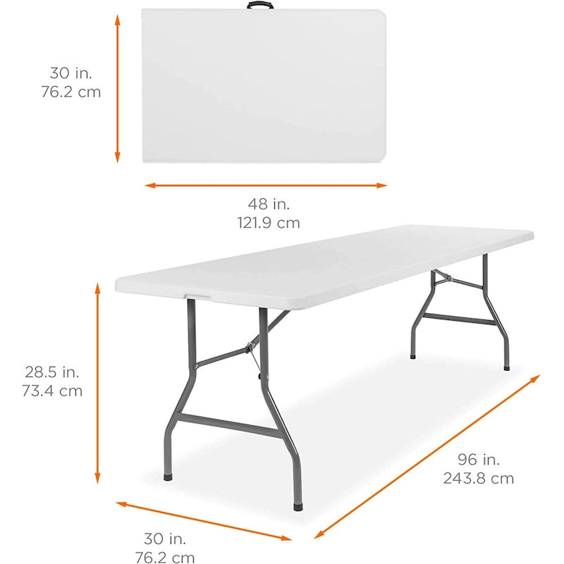 8 ft. Multi-Functional Fold-in-Half Table with Durable Resin Surface - 1