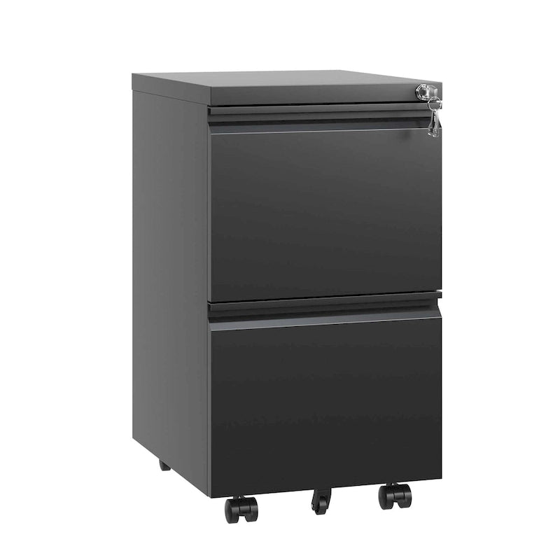 2 Drawer Metal Mobile File Cabinet,Rolling File Cabinet with Lock for Hanging Legal/Letter/A4 Size,Fully Assembled Except Wheels