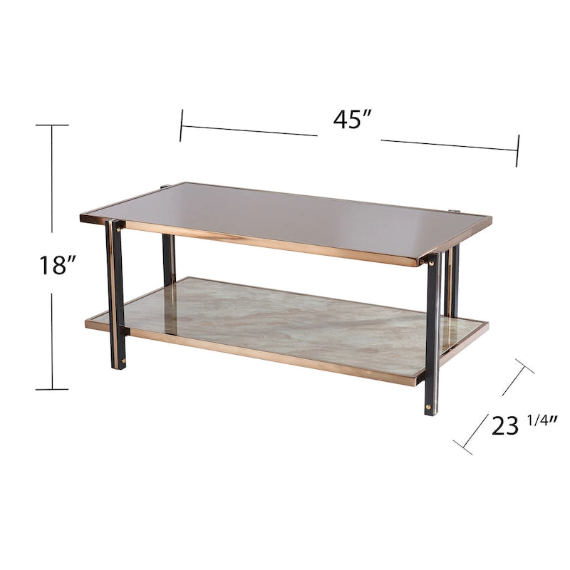 Rectangular Coffee Table,Cocktail Table w/ Mirrored TopModern Coffee Tables Accent Table for Living Room
