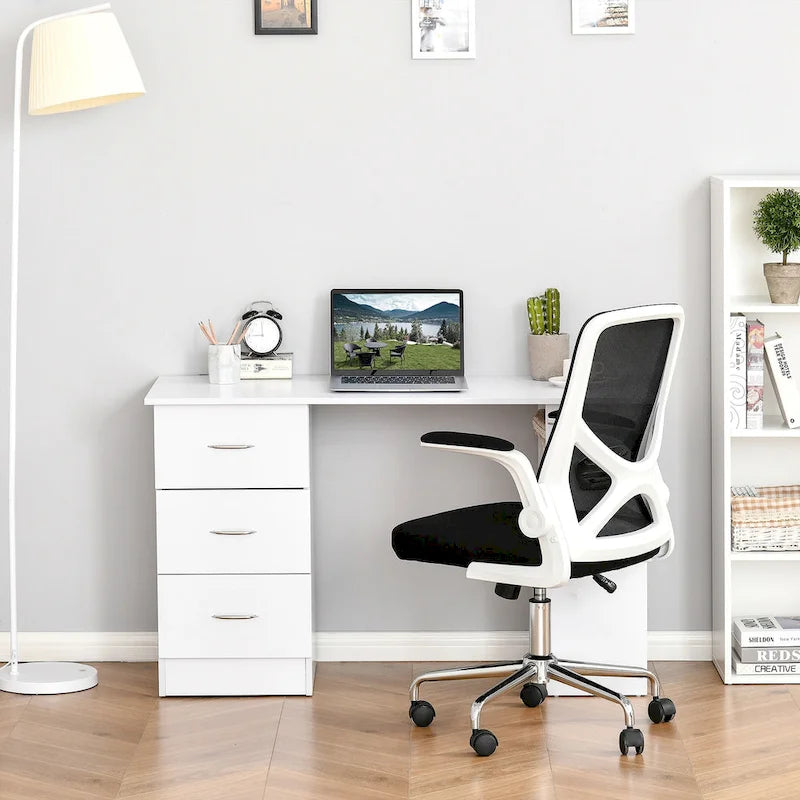 Writing Table Workstation with 3 Drawer and Storage Shelf